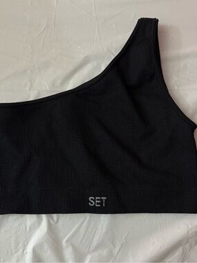 SET Active Black Ribbed Athletic Crop Top